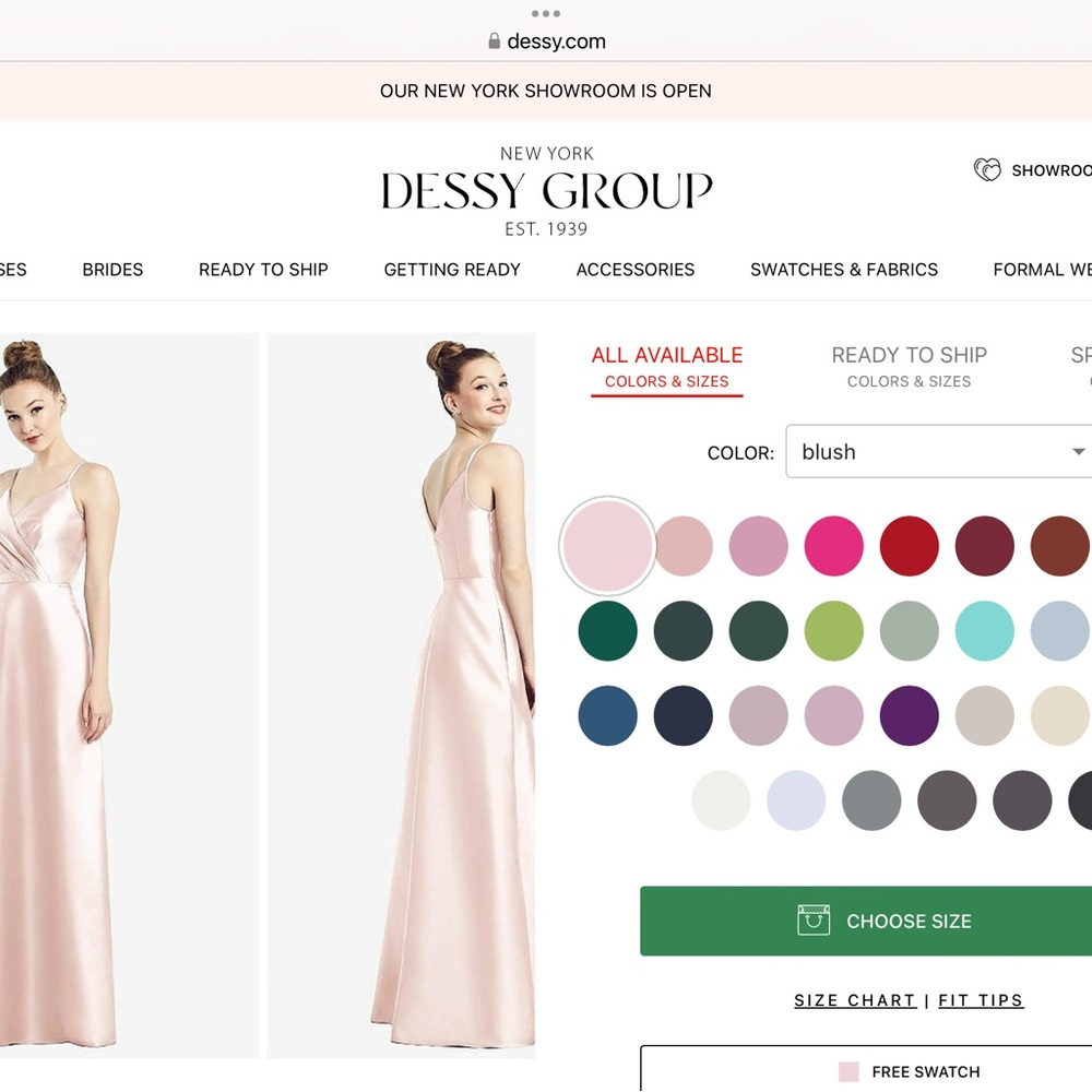Pink floor length Dessy Alfred Sung